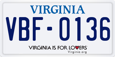 VA license plate VBF0136