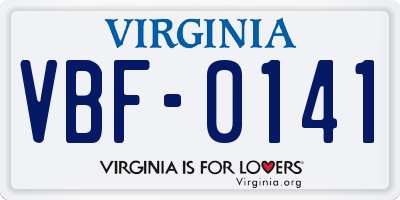 VA license plate VBF0141