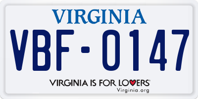 VA license plate VBF0147