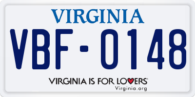 VA license plate VBF0148
