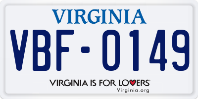 VA license plate VBF0149