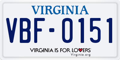 VA license plate VBF0151