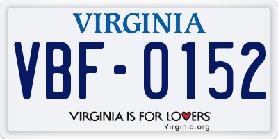 VA license plate VBF0152
