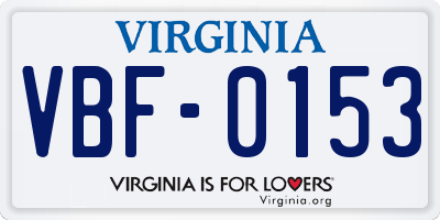 VA license plate VBF0153