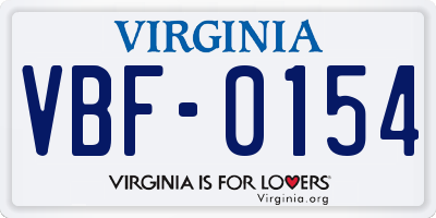 VA license plate VBF0154