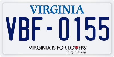 VA license plate VBF0155