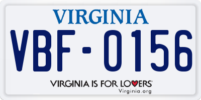 VA license plate VBF0156