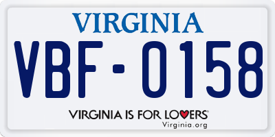 VA license plate VBF0158