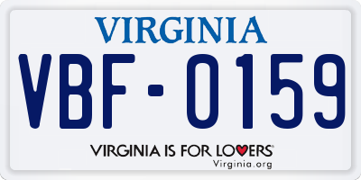 VA license plate VBF0159