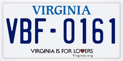 VA license plate VBF0161