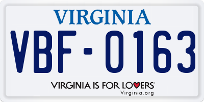 VA license plate VBF0163