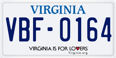 VA license plate VBF0164