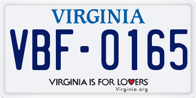 VA license plate VBF0165