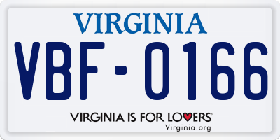 VA license plate VBF0166
