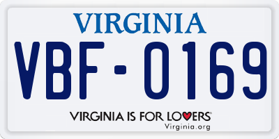 VA license plate VBF0169