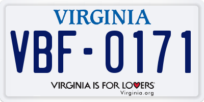 VA license plate VBF0171