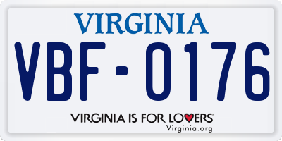 VA license plate VBF0176