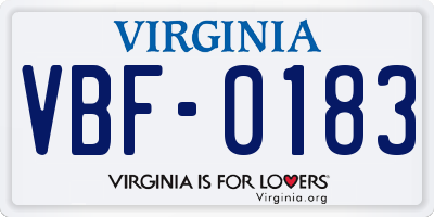 VA license plate VBF0183