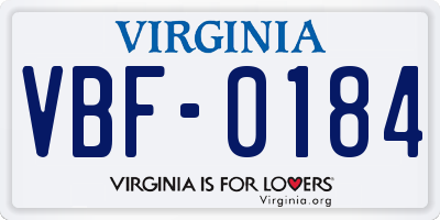 VA license plate VBF0184