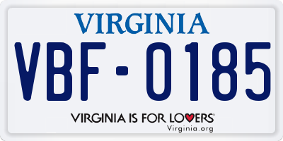 VA license plate VBF0185