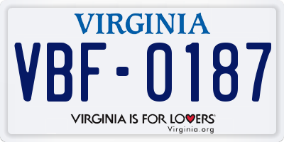VA license plate VBF0187