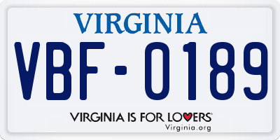 VA license plate VBF0189