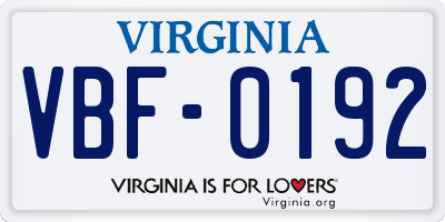 VA license plate VBF0192
