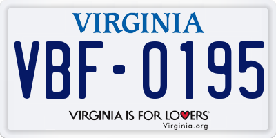 VA license plate VBF0195