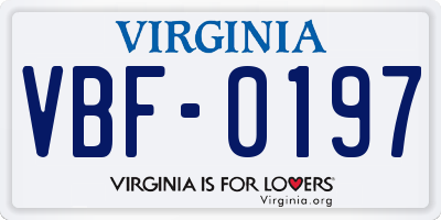 VA license plate VBF0197