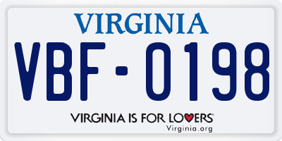 VA license plate VBF0198