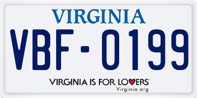 VA license plate VBF0199
