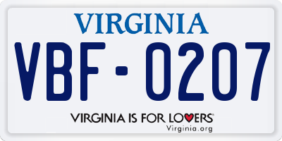 VA license plate VBF0207