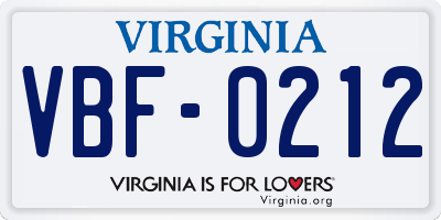 VA license plate VBF0212