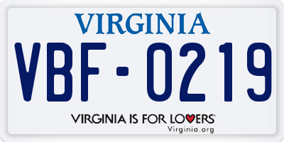 VA license plate VBF0219