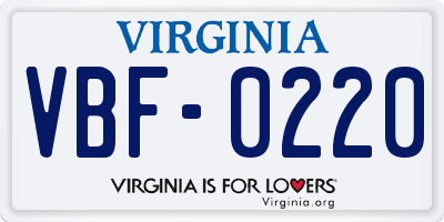 VA license plate VBF0220