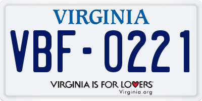 VA license plate VBF0221