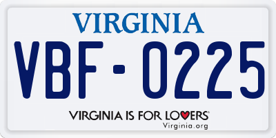 VA license plate VBF0225