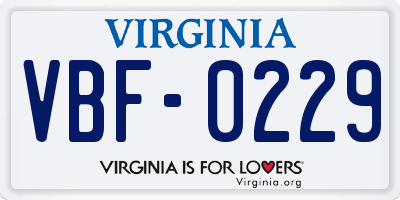 VA license plate VBF0229