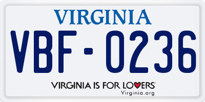 VA license plate VBF0236