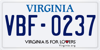 VA license plate VBF0237