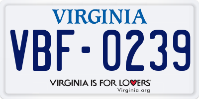 VA license plate VBF0239