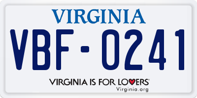 VA license plate VBF0241