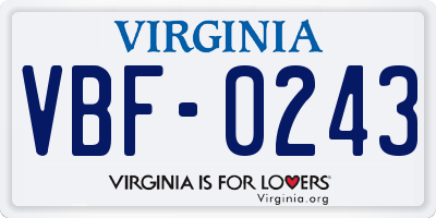 VA license plate VBF0243