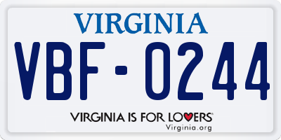 VA license plate VBF0244