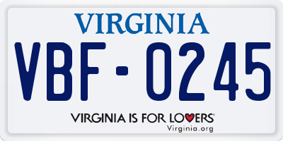 VA license plate VBF0245