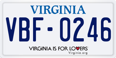 VA license plate VBF0246