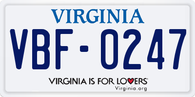 VA license plate VBF0247