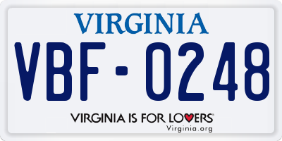 VA license plate VBF0248