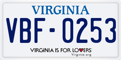VA license plate VBF0253