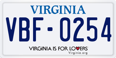 VA license plate VBF0254